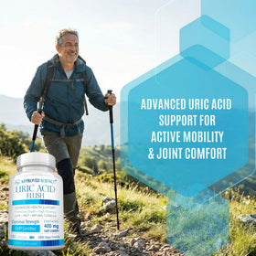 Bouteille de Complément Alimentaire Uric Acid Flush avec étiquette