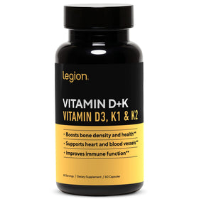 Bouteille de complément alimentaire Vitamine D3 K2 LEGION vue de face