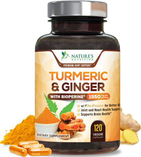 Bouteille de complément Curcuma & Gingembre Nature's Nutrition vue de face