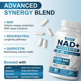Bouteille de complément ETOVO NAD+ 180 capsules