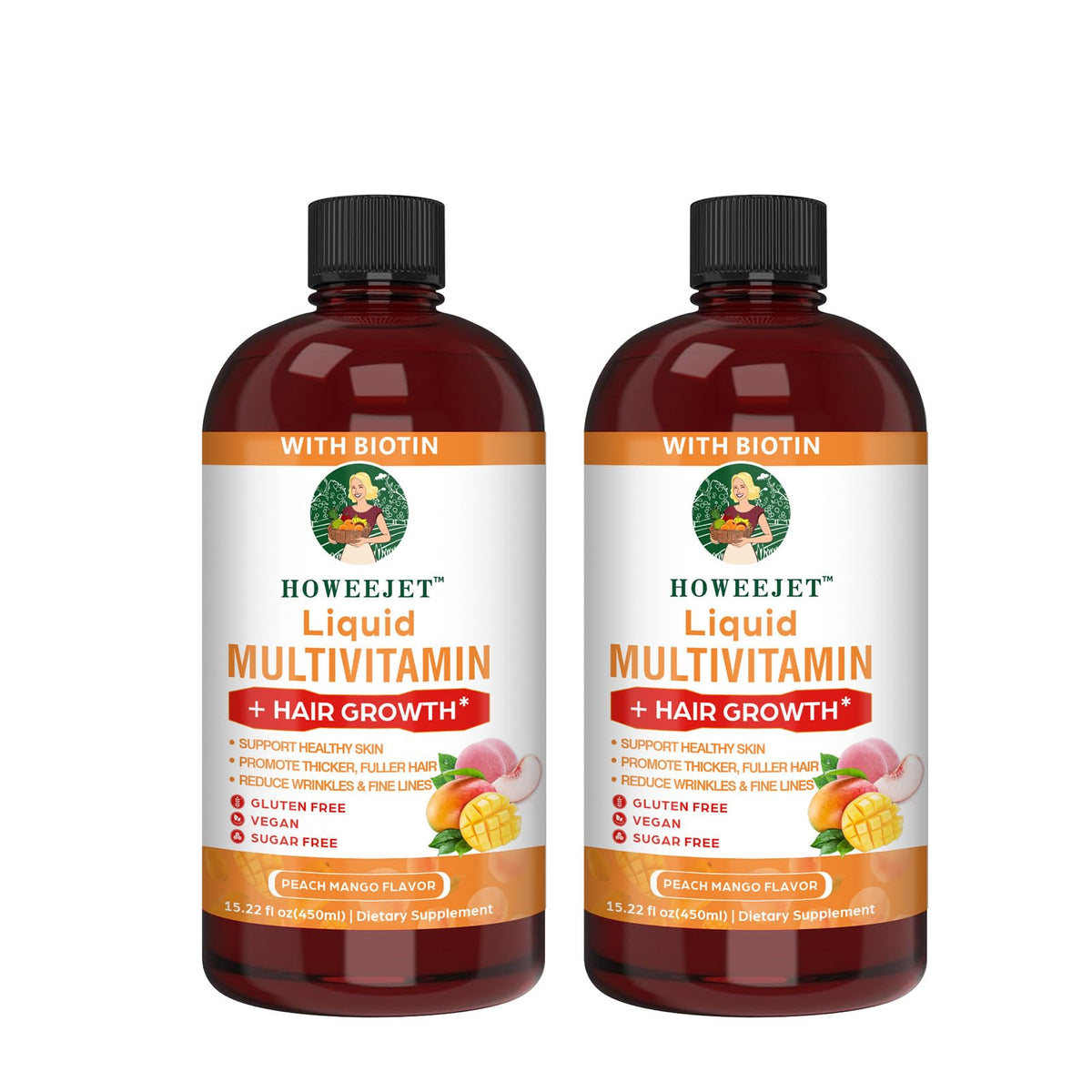 Bouteille de complément multivitaminé liquide HOWEEJET 10000mcg Biotine