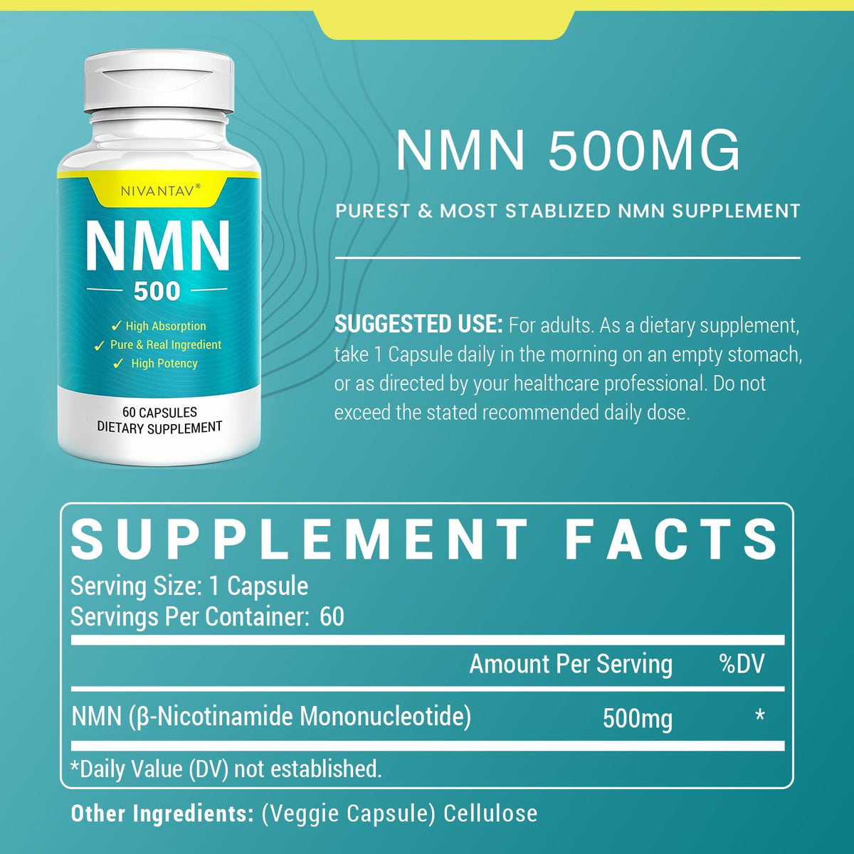Bouteille de complément NMN Nivantav avec étiquette