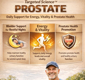 Bouteille de complément prostate Targeted Science avec fond neutre