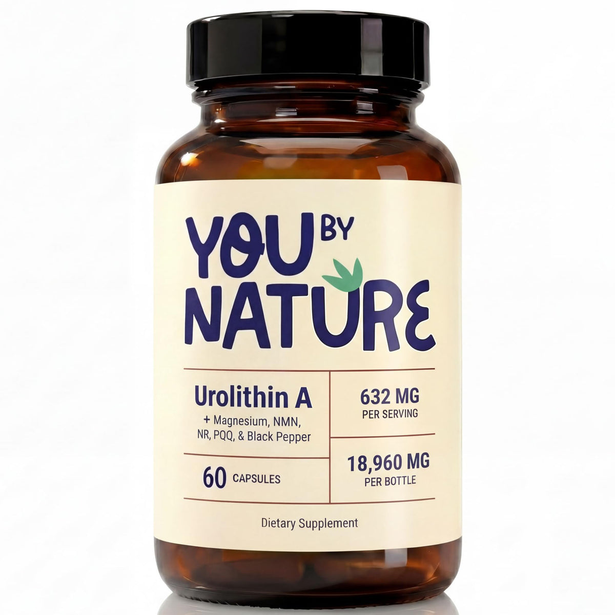 Bouteille de complément YOUBYNATURE Urolithin A 632mg vue de face