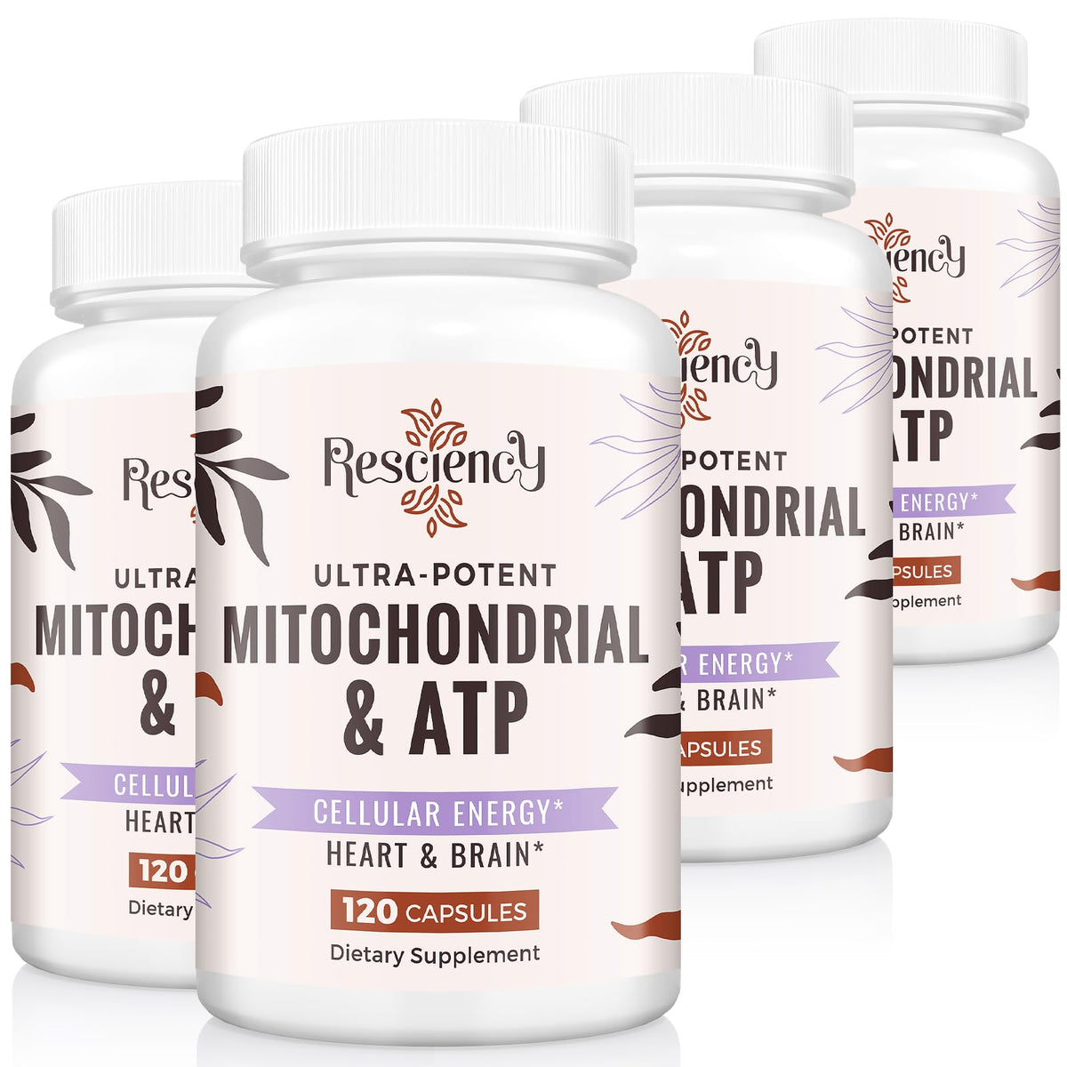 Bouteille de compléments alimentaires mitochondriaux Resciency avec 480 capsules