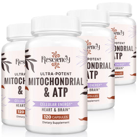 Bouteille de compléments alimentaires mitochondriaux Resciency avec 480 capsules