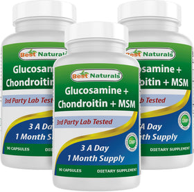 Bouteille de compléments Glucosamine Chondroitine MSM Best Naturals vue de face