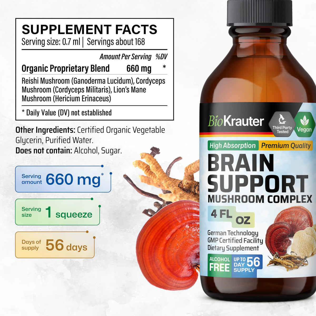 Bouteille de Complexe de Champignons BIO KRAUTER avec goutte à goutte