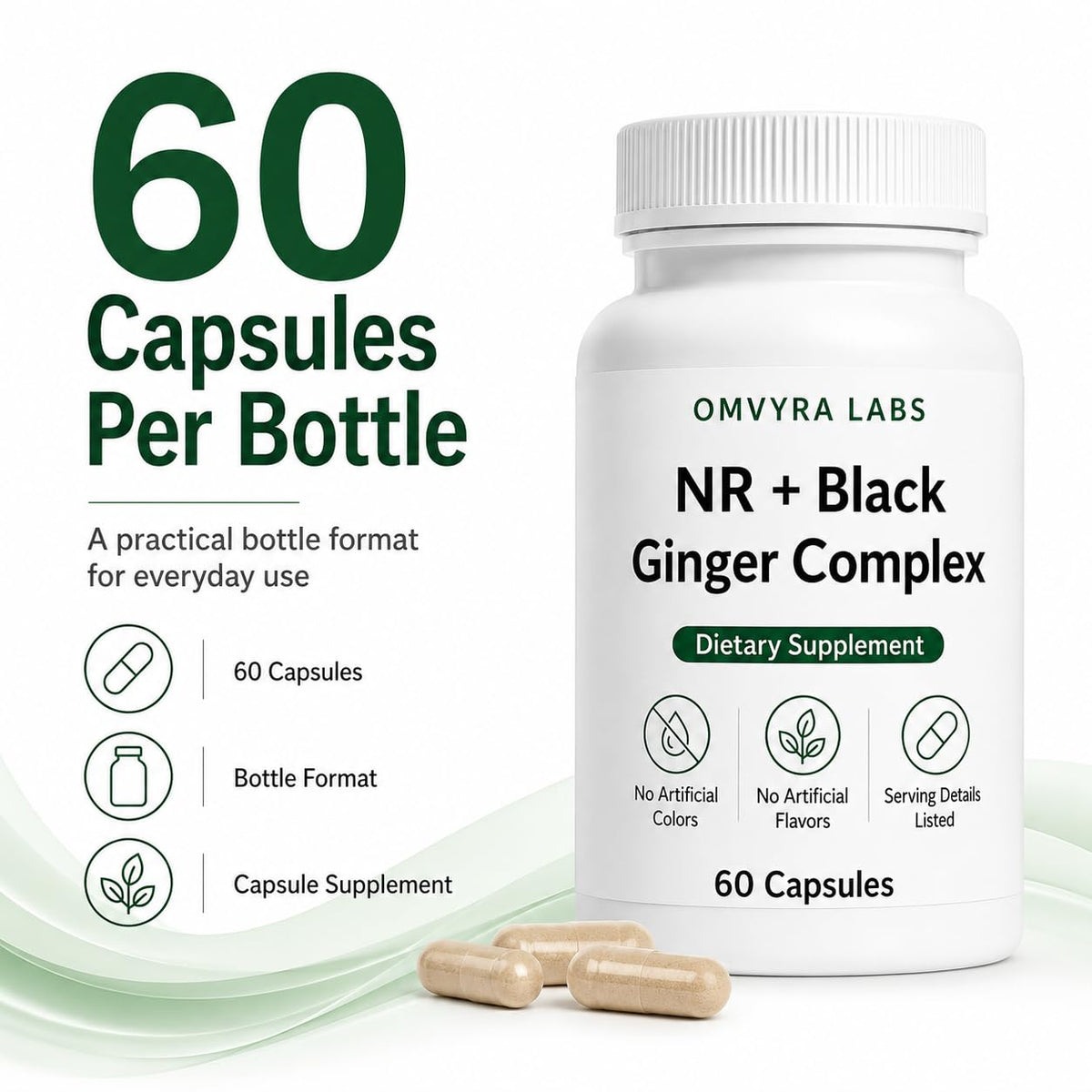 Bouteille de Complexe de Gingembre Noir d'Omvyra Labs avec étiquette visible