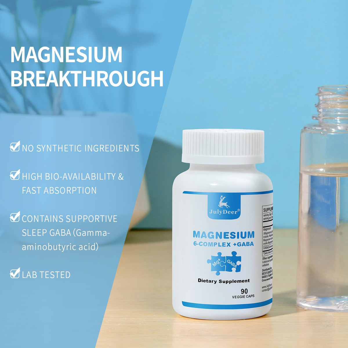 Bouteille de complexe de magnésium sixfold Risabou avec fond neutre