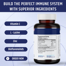 Bouteille de Complexe de Vitamine C AgeImmune 1000mg, étiquette détaillée