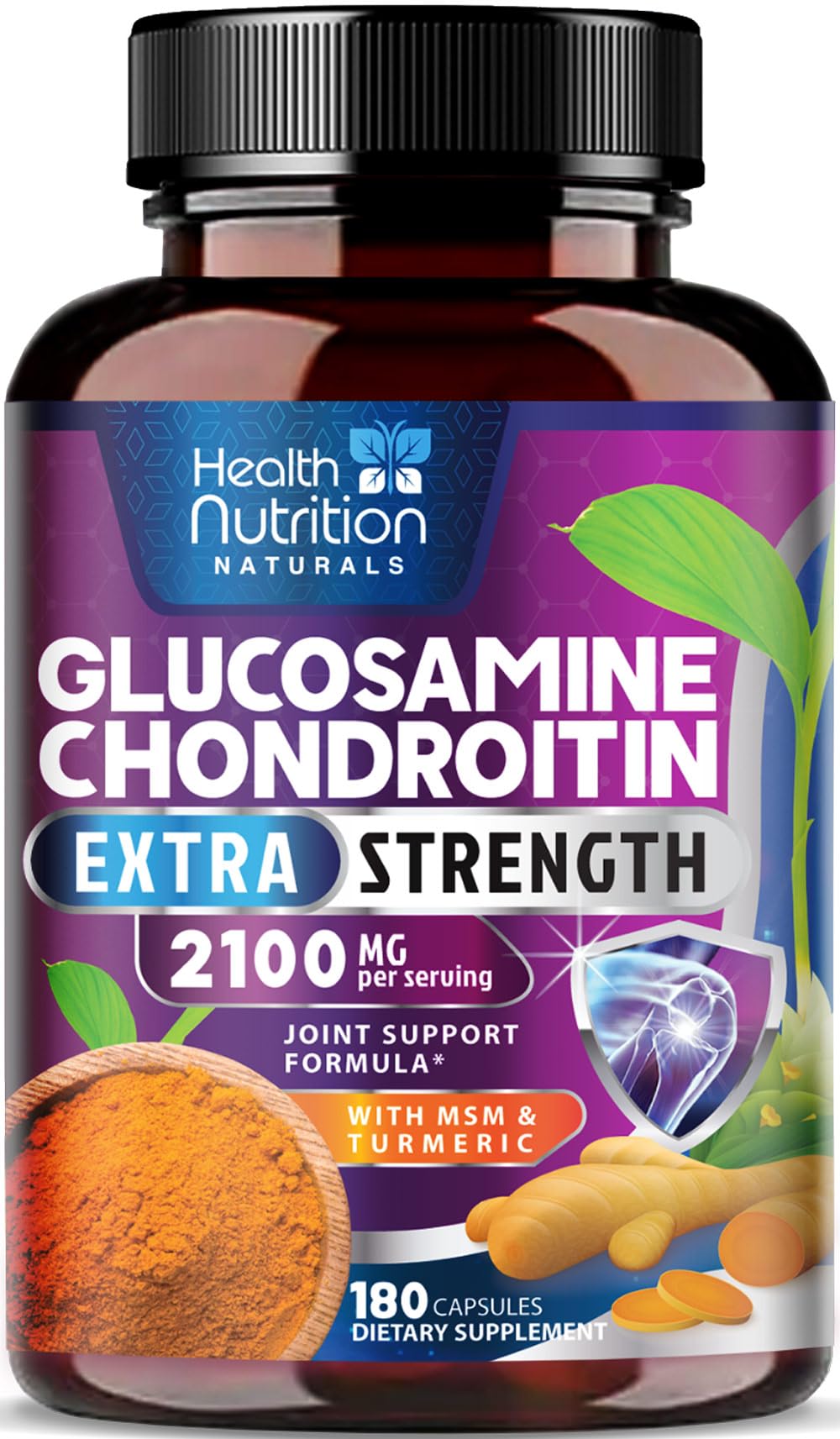 Bouteille de complexe Glucosamine Chondroïtine 2100mg vue de face