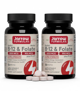 Bouteille de comprimés à croquer Jarrow Formulas Methyl B-12 5000mcg et Folate 800mcg