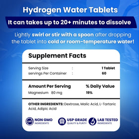 Bouteille de comprimés d'eau hydrogénée PURE HEALTH MAX - 90 comprimés
