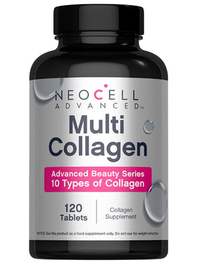Bouteille de comprimés de collagène NeoCell Advanced 120 comprimés vue de face