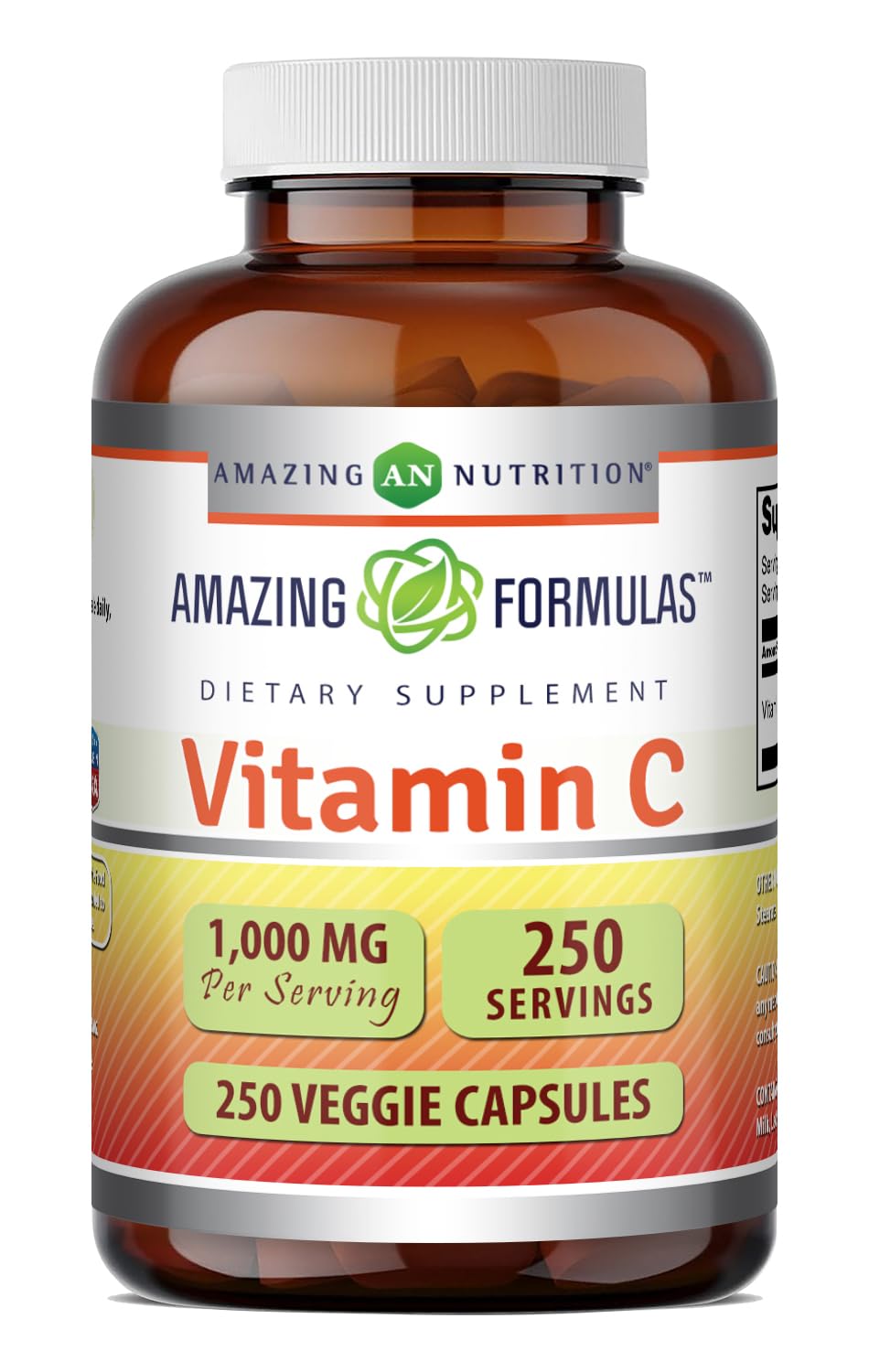 Bouteille de comprimés de Vitamine C 1000 mg Amazing Nutrition vue de face