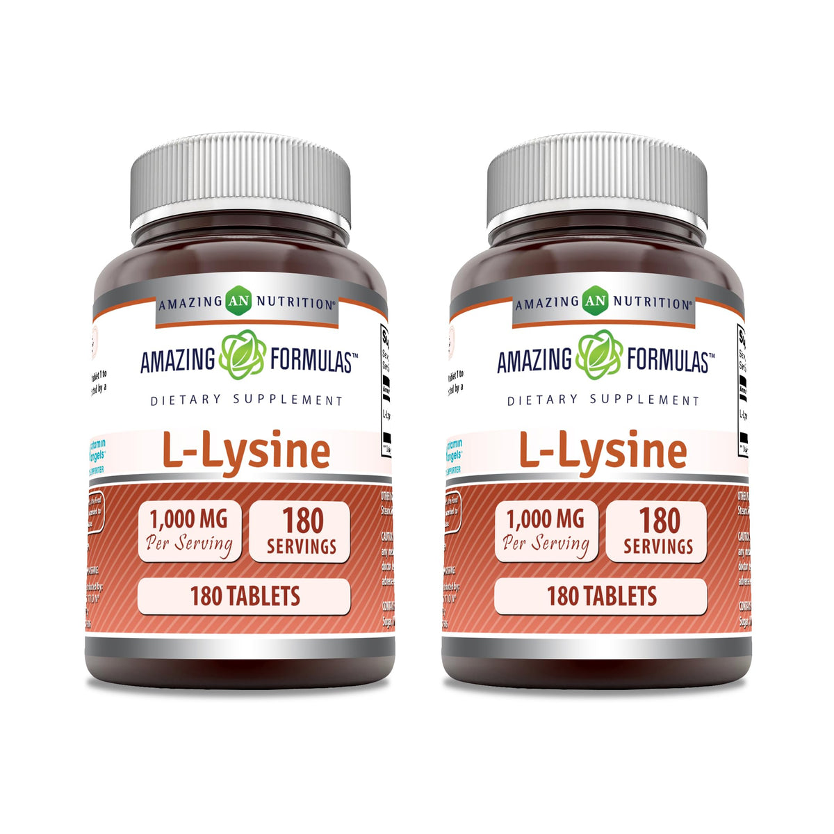 Bouteille de comprimés L-Lysine Amazing Nutrition 1000mg vue de face