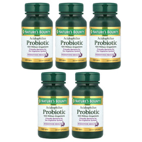 Bouteille de comprimés probiotiques Acidophilus Nature's Bounty vue de face