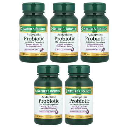 Bouteille de comprimés probiotiques Acidophilus Nature's Bounty vue de face