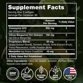 Bouteille de CoQ10 500mg avec étiquette visible