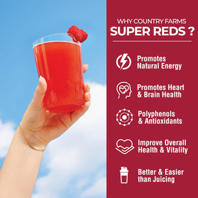 Bouteille de Country Farms Super Reds sur une table