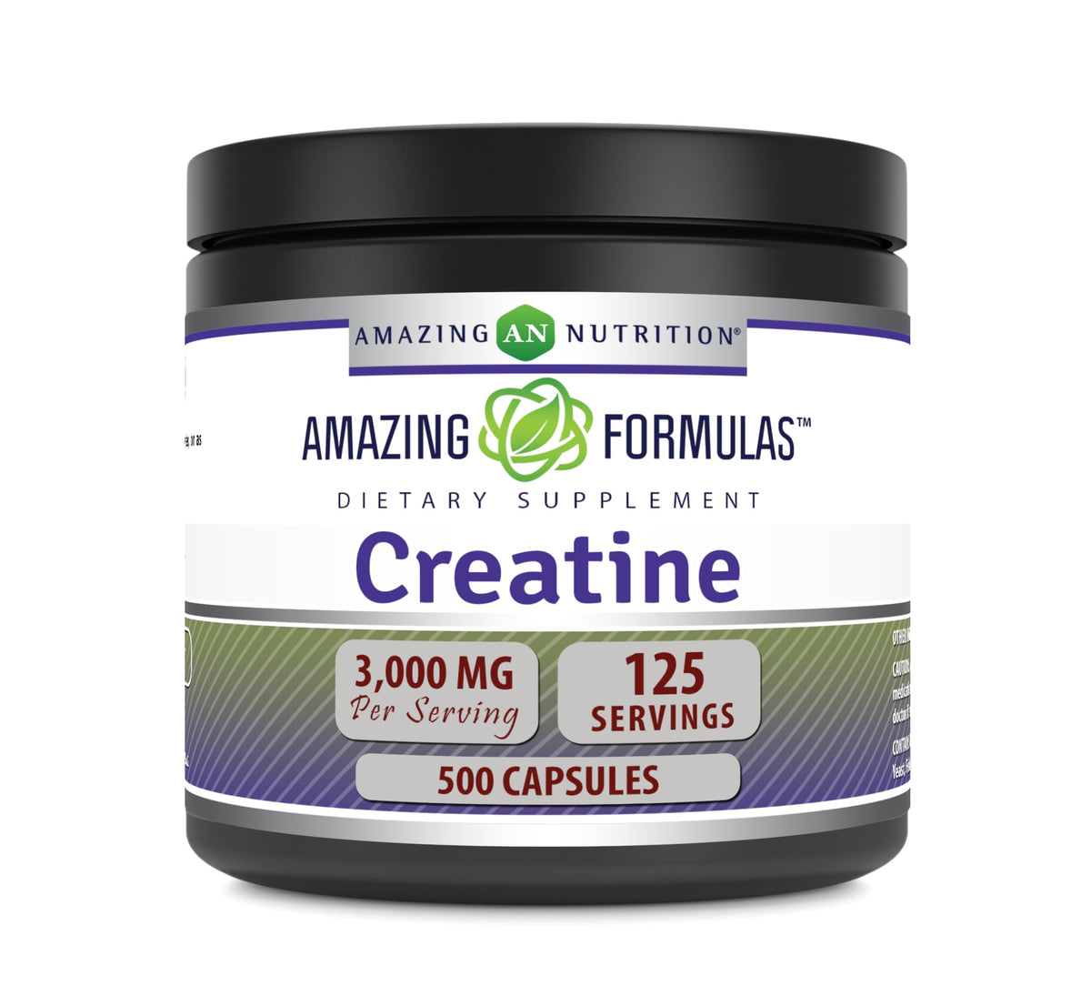 Bouteille de créatine monohydrate Amazing Nutrition 3000 mg vue de face