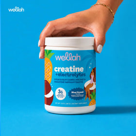 Bouteille de créatine Wellah avec électrolytes sur une table