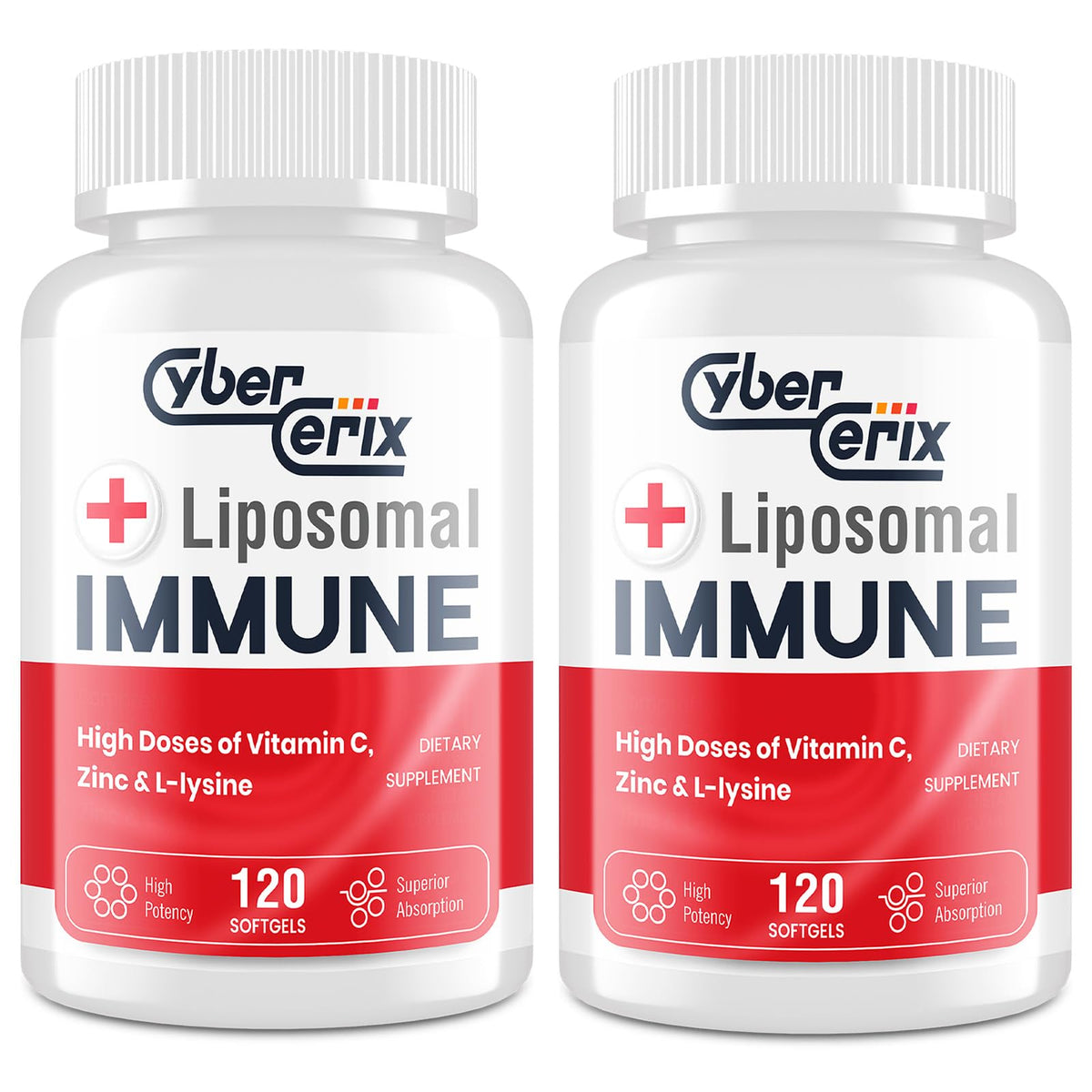 Bouteille de CyberCerix Liposomal L-Lysine 1500mg avec 240 capsules