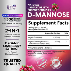 Bouteille de D-Mannose 1300mg avec extrait de cranberry
