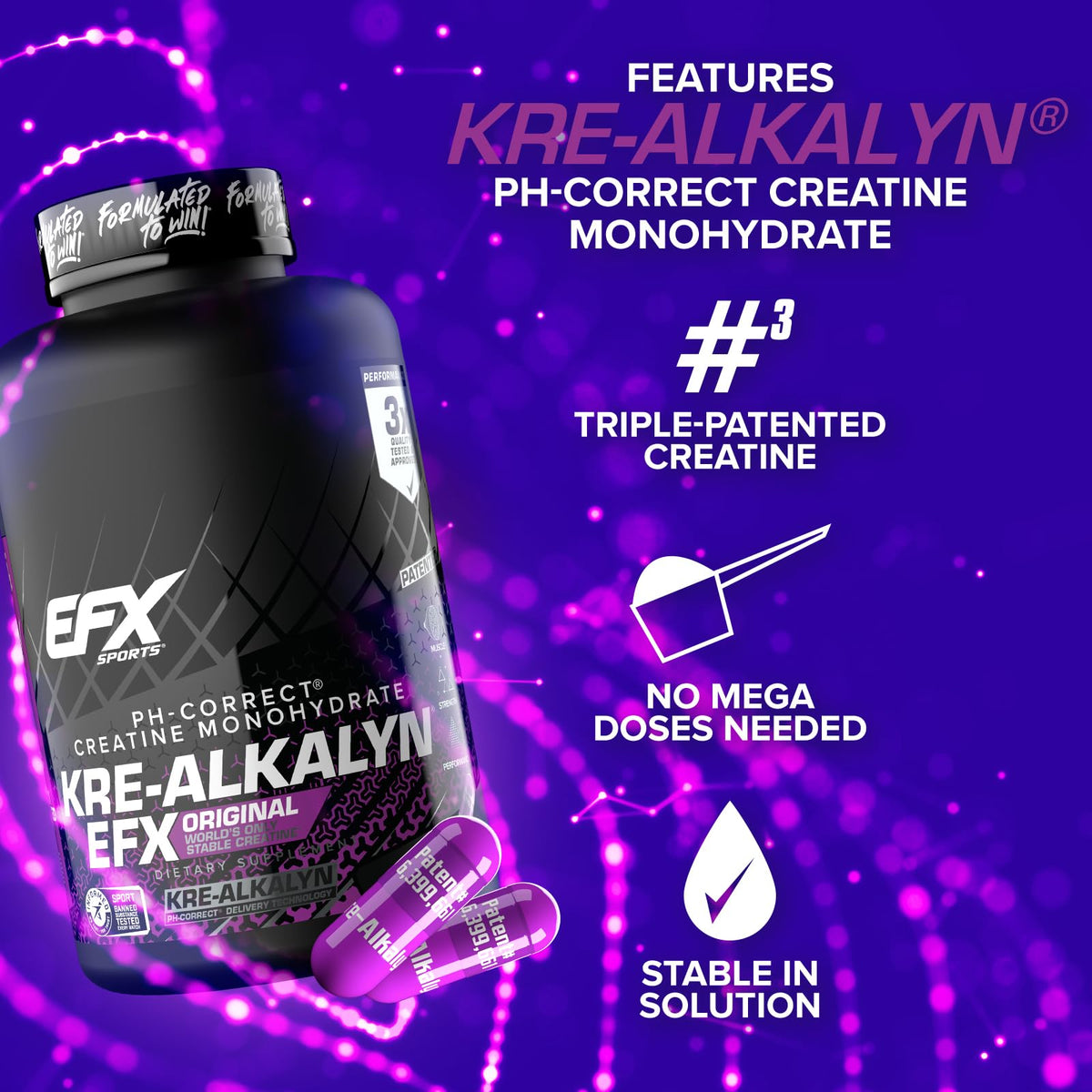 Bouteille de EFX Sports Kre-Alkalyn EFX ouverte