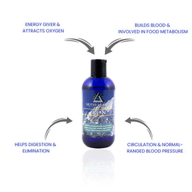Bouteille de fer ionic de Mother Earth Minerals avec fond blanc