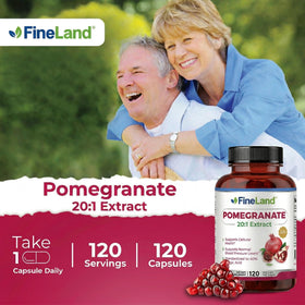 Bouteille de FineLand Extrait de Grenade ouverte avec capsules visibles