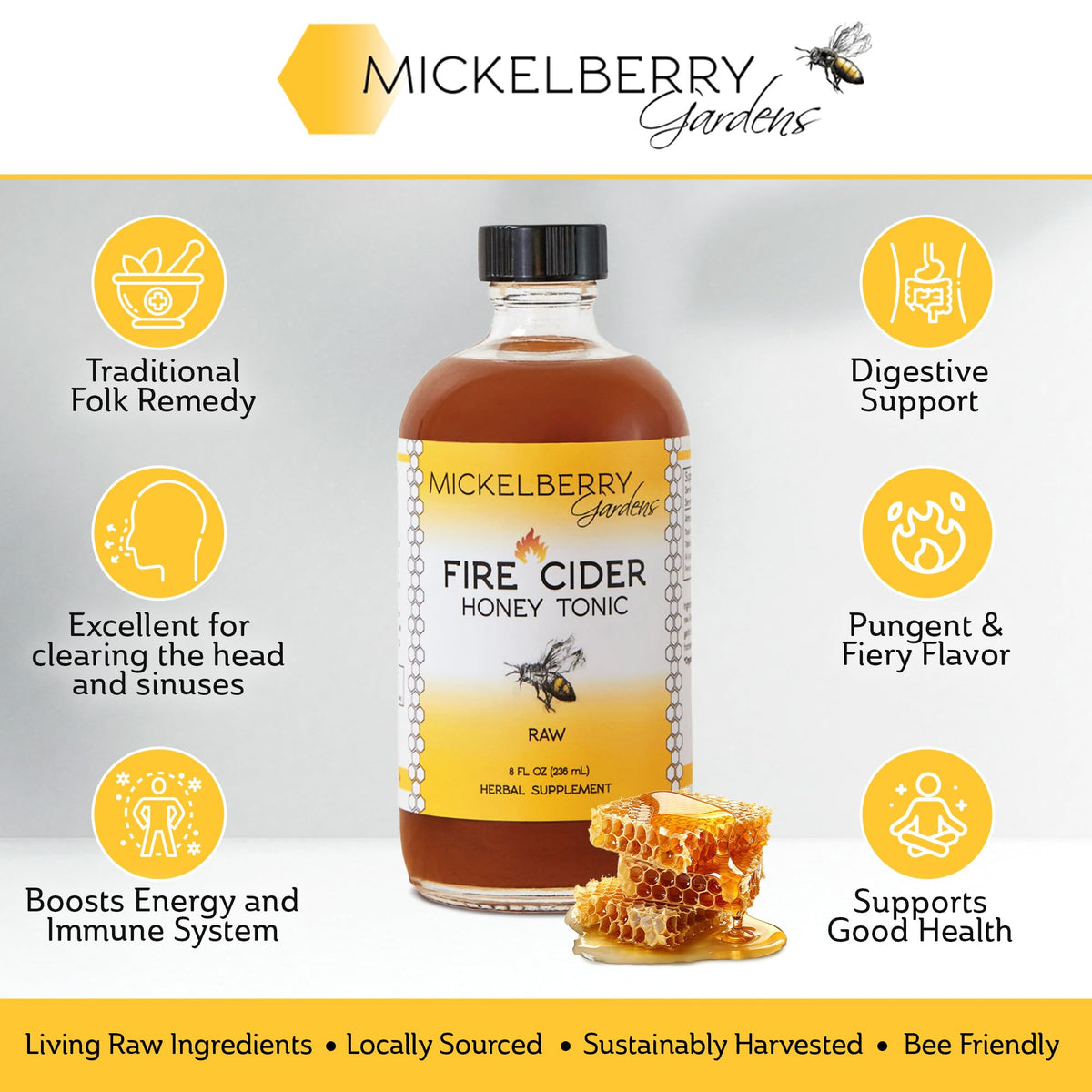 Bouteille de Fire Cider Tonic de Mickelberry Gardens
