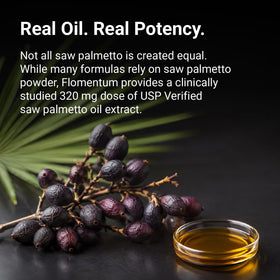 Bouteille de Flomentum Saw Palmetto avec étiquette visible