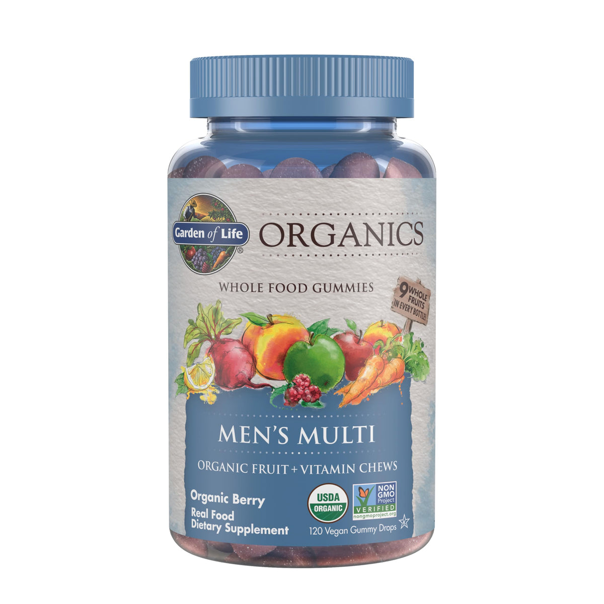 Bouteille de Garden of Life Gummy Vitamins pour Hommes, vue de face
