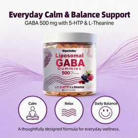 Bouteille de gélifiés Vigorintha GABA ouverte montrant les gummies