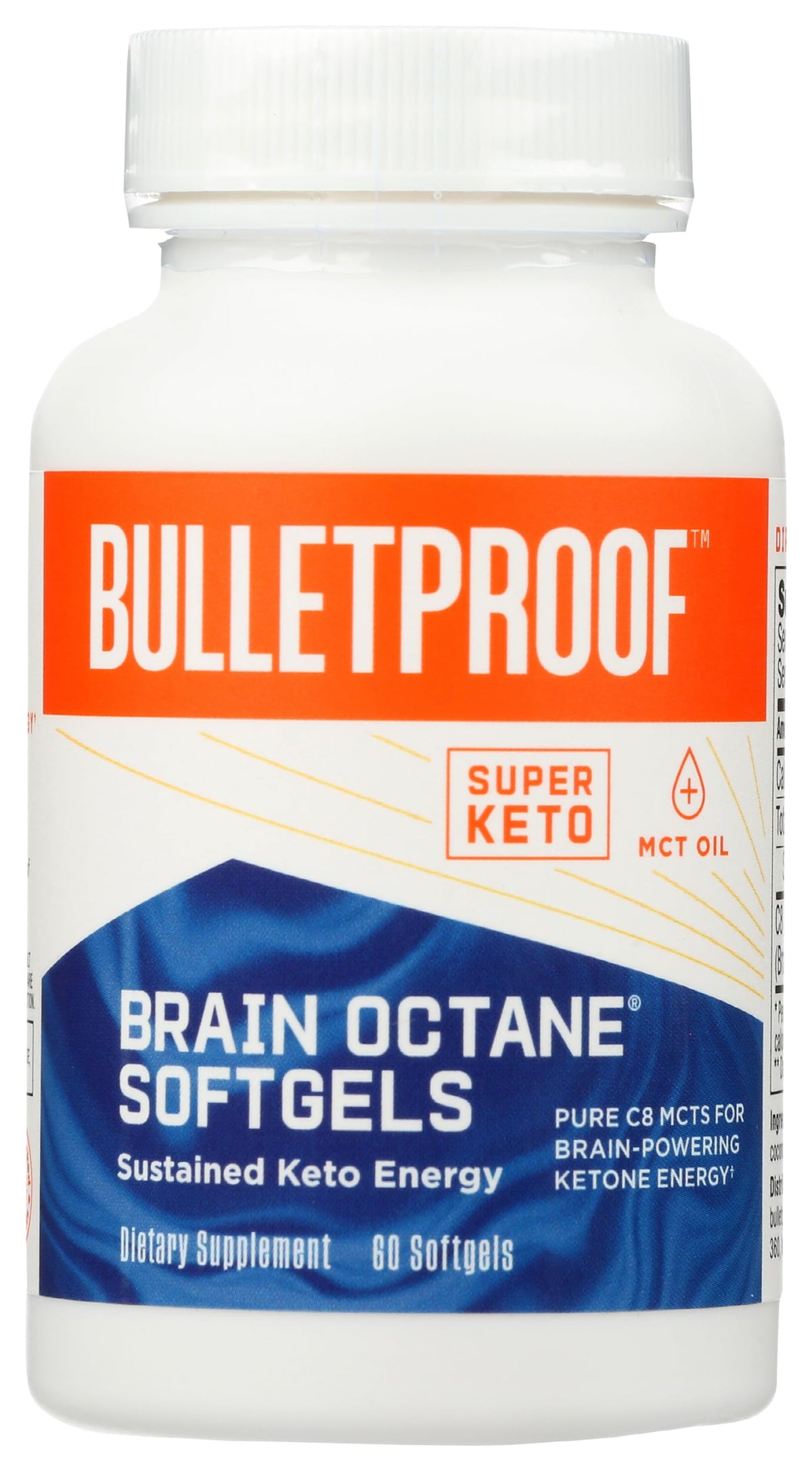 Bouteille de gélules Bulletproof Brain Octane 60 capsules vue de face