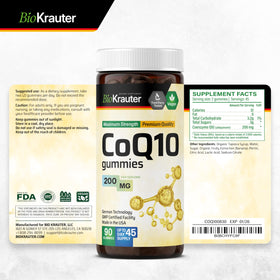 Bouteille de gélules CoQ10 BIO KRAUTER avec ses dimensions
