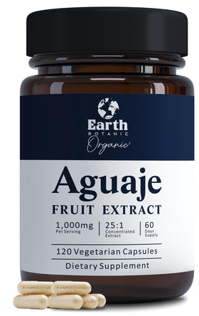 Bouteille de gélules d'extrait de fruit d'Aguaje Earth BOTANIC vue de face