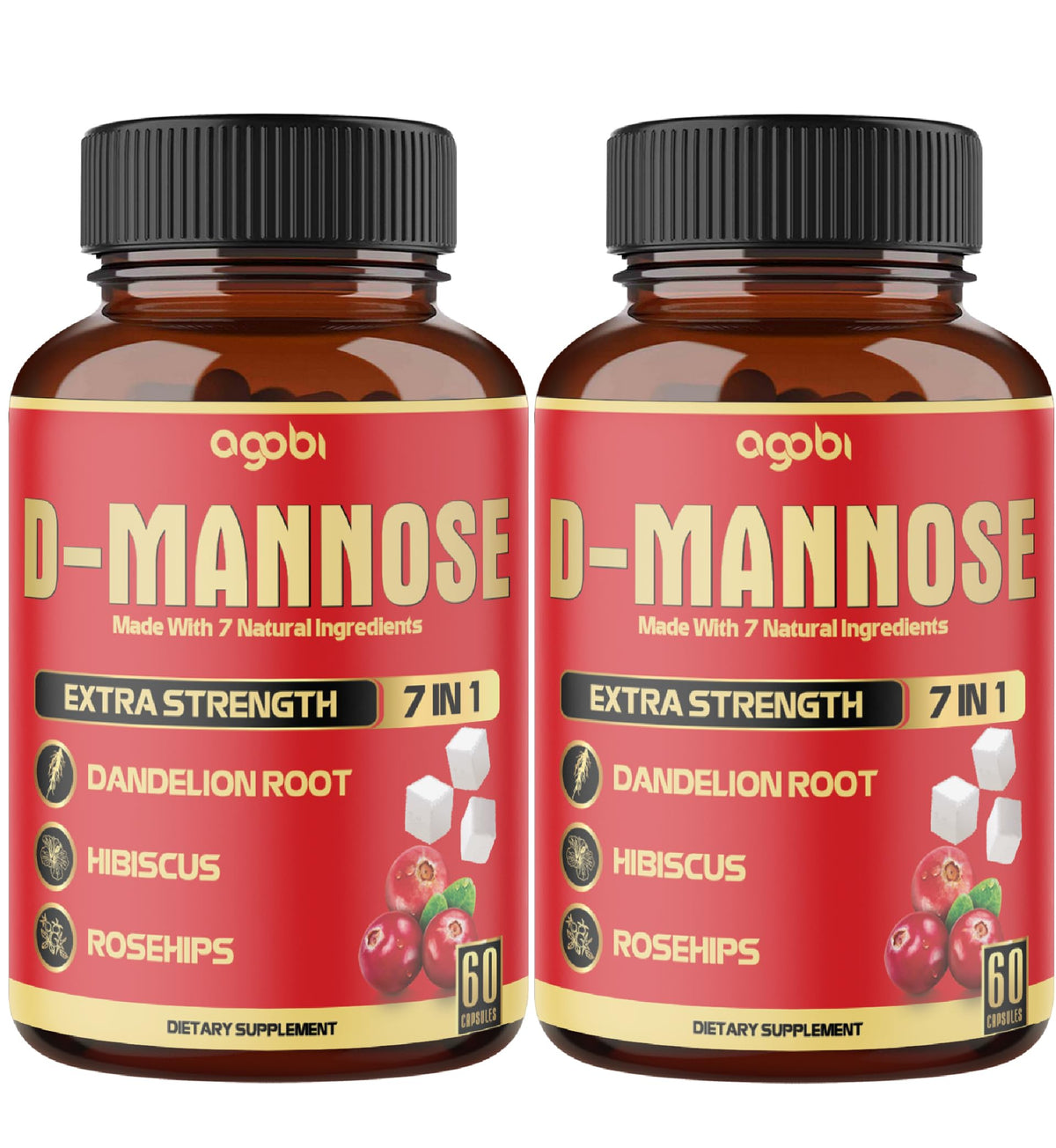 Bouteille de gélules D-Mannose agobi vue de face