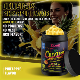 Bouteille de gélules de créatine monohydrate zipvit avec étiquette visible