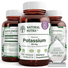 Bouteille de gélules de gluconate de potassium Natural Nutra en verre ambré