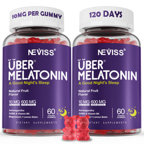 Bouteille de gélules de mélatonine NEVISS 10mg vue de face