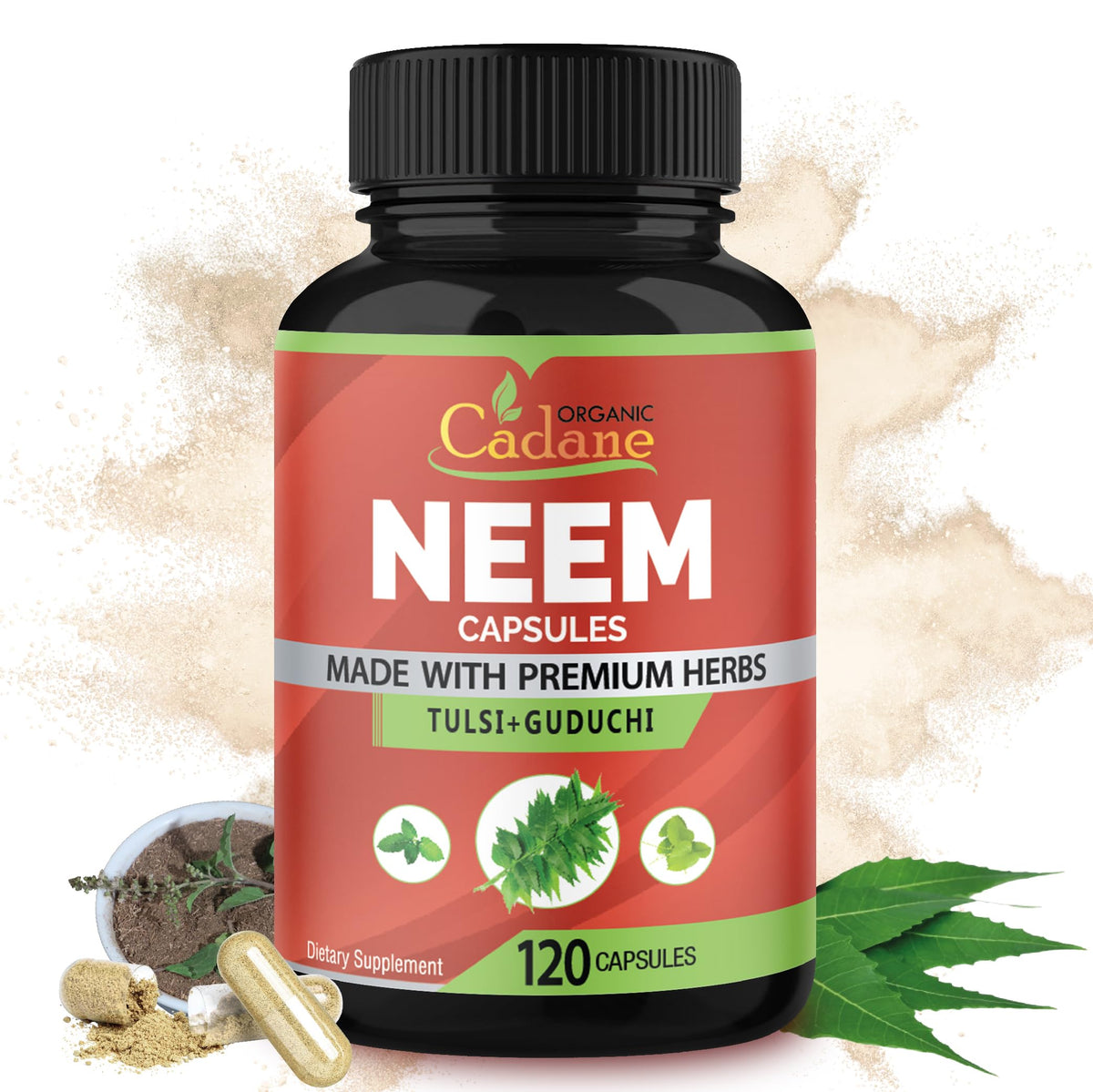 Bouteille de gélules de Neem Organic Cadane vue avant