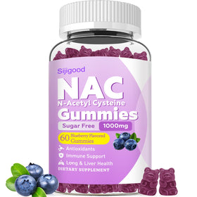 Bouteille de gélules NAC Sijigood avec 60 gummies au goût de myrtille