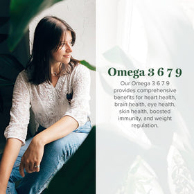Bouteille de Global Healing Omega 3 6 7 9 avec étiquette