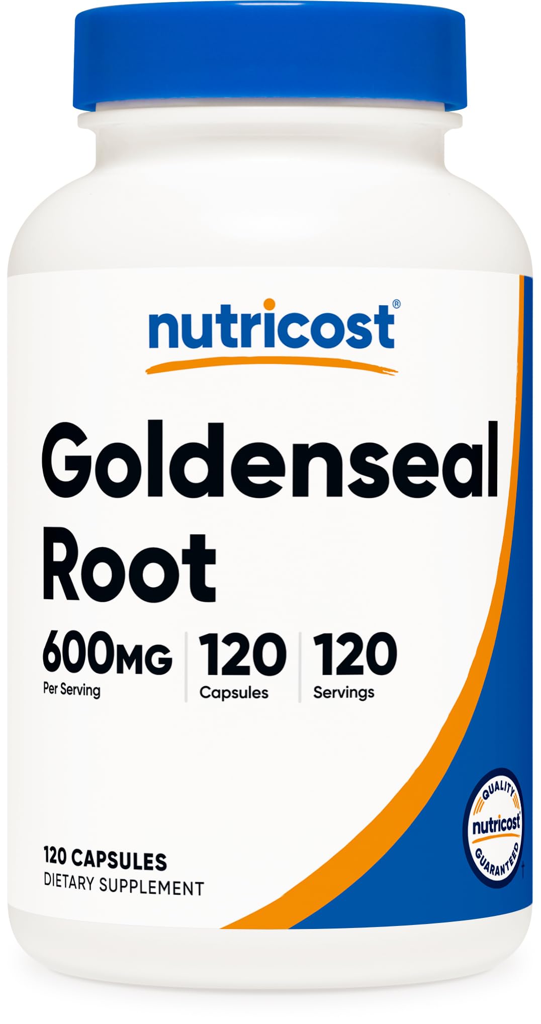 Bouteille de Goldenseal Nutricost 600mg 120 capsules vue de face