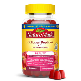 Bouteille de gommes Collagène Peptides Nature Made avec Vitamine C, vue de face
