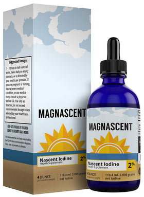 Bouteille de gouttes d'iode nascent Magnascent 4 fl oz vue de face