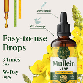 Bouteille de Gouttes de Mullein HERBAMAMA avec arrière-plan naturel